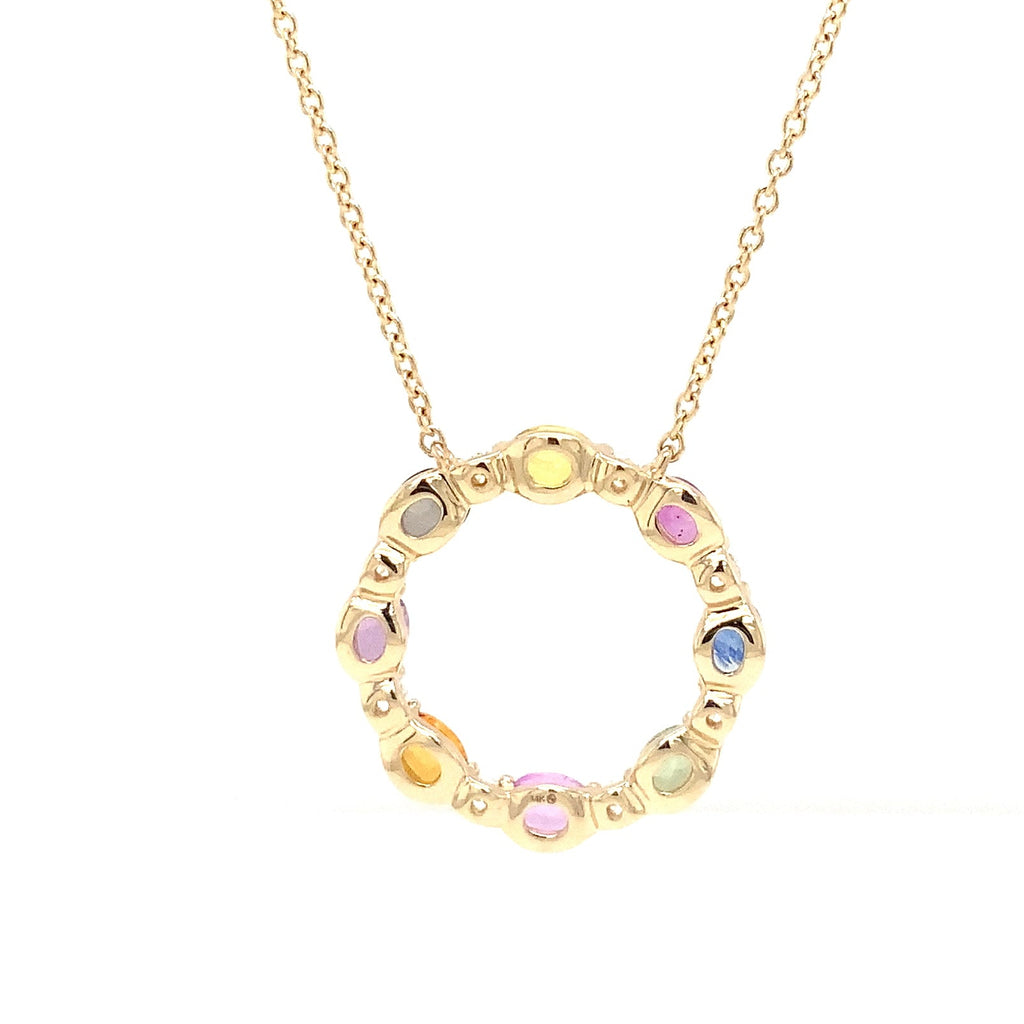 Roman+Jules Multi-Color Sapphire Circle Pendant Necklace in 14K Yellow Gold - Image 5 of 6