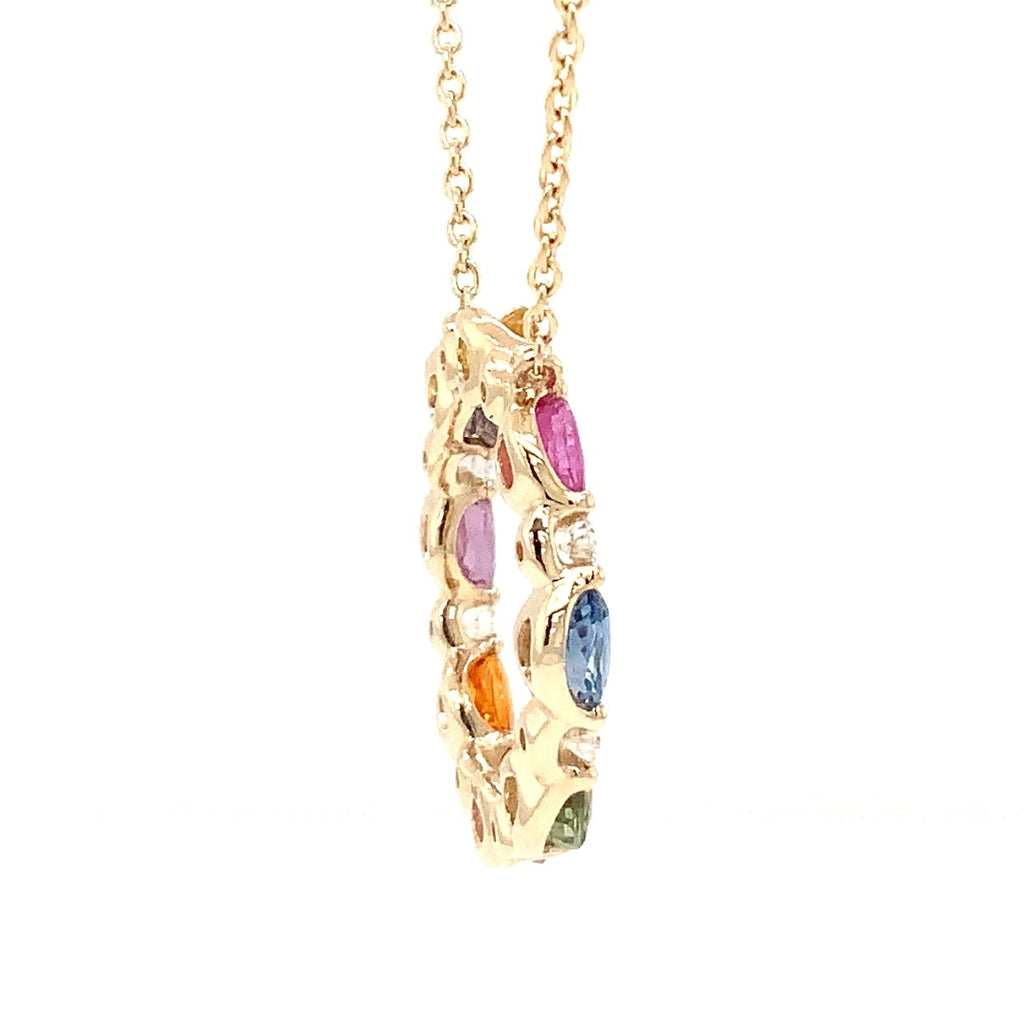 Roman+Jules Multi-Color Sapphire Circle Pendant Necklace in 14K Yellow Gold - Image 4 of 6