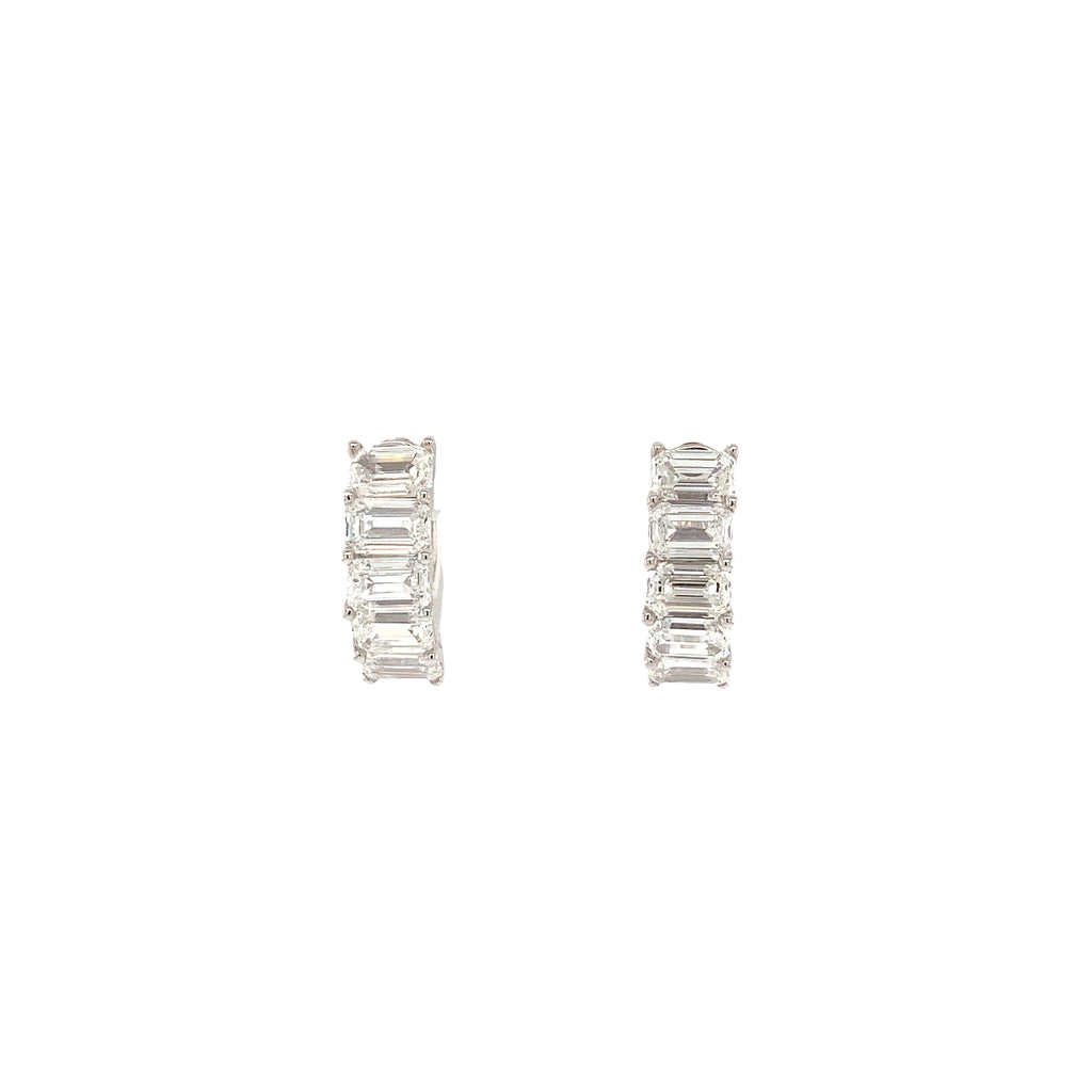 Roman + Jules Emerald Cut Diamond Hoop Earrings in 14K White Gold - Image 5 of 7
