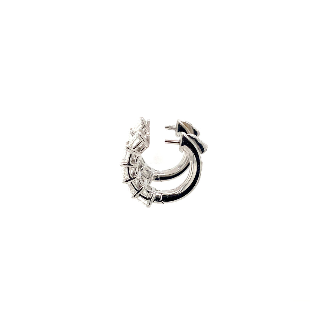 Roman + Jules Emerald Cut Diamond Hoop Earrings in 14K White Gold - Image 6 of 7