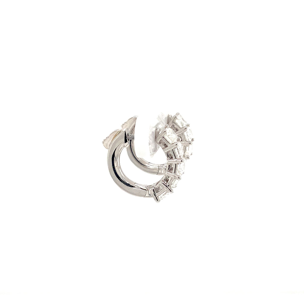 Roman + Jules Emerald Cut Diamond Hoop Earrings in 14K White Gold - Image 4 of 7