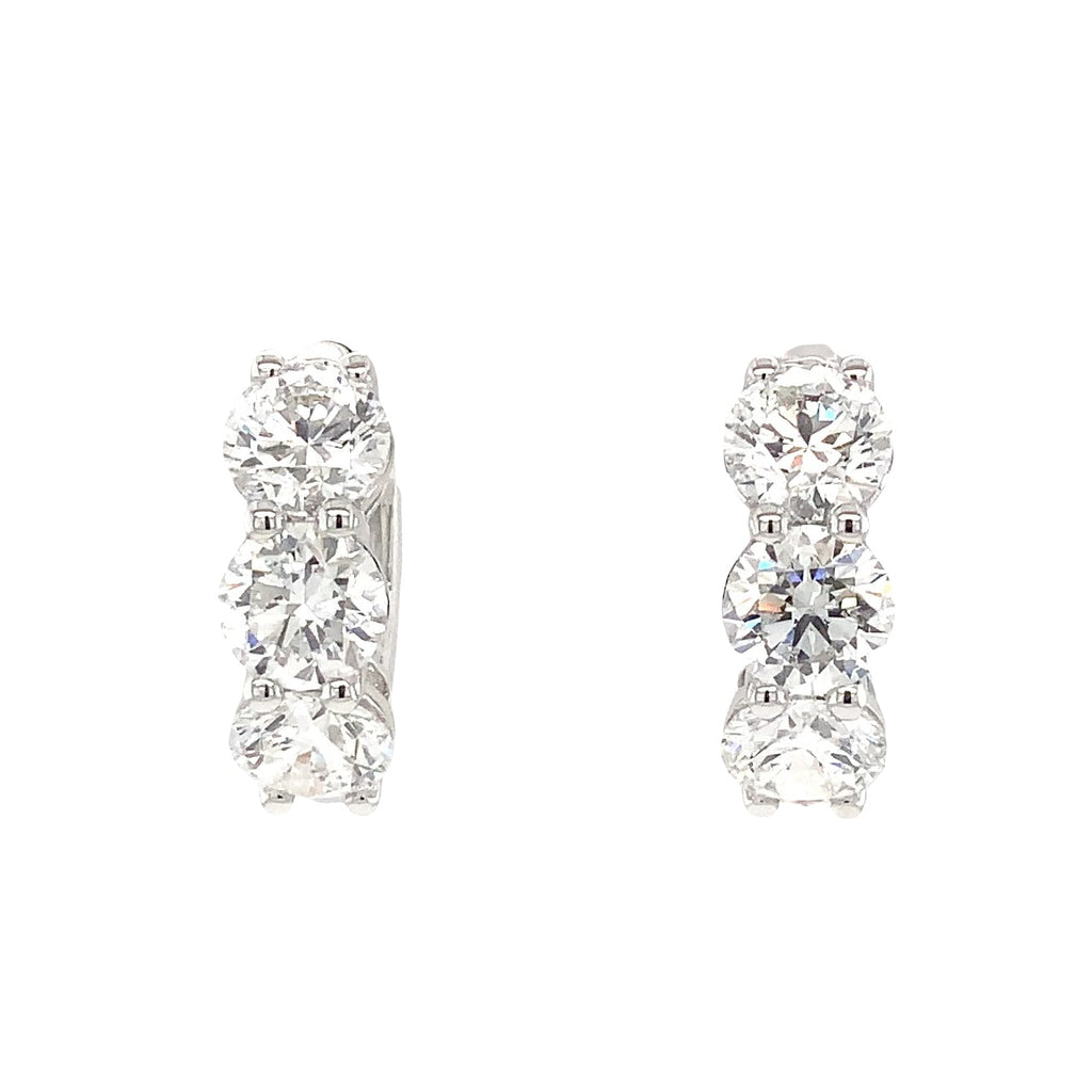 Round Brilliant Lab Grown Diamond Huggie in 14K White Gold - Image 1 of 8