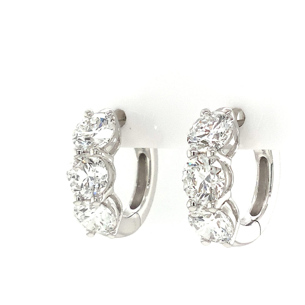Round Brilliant Lab Grown Diamond Huggie in 14K White Gold - Image 6 of 8