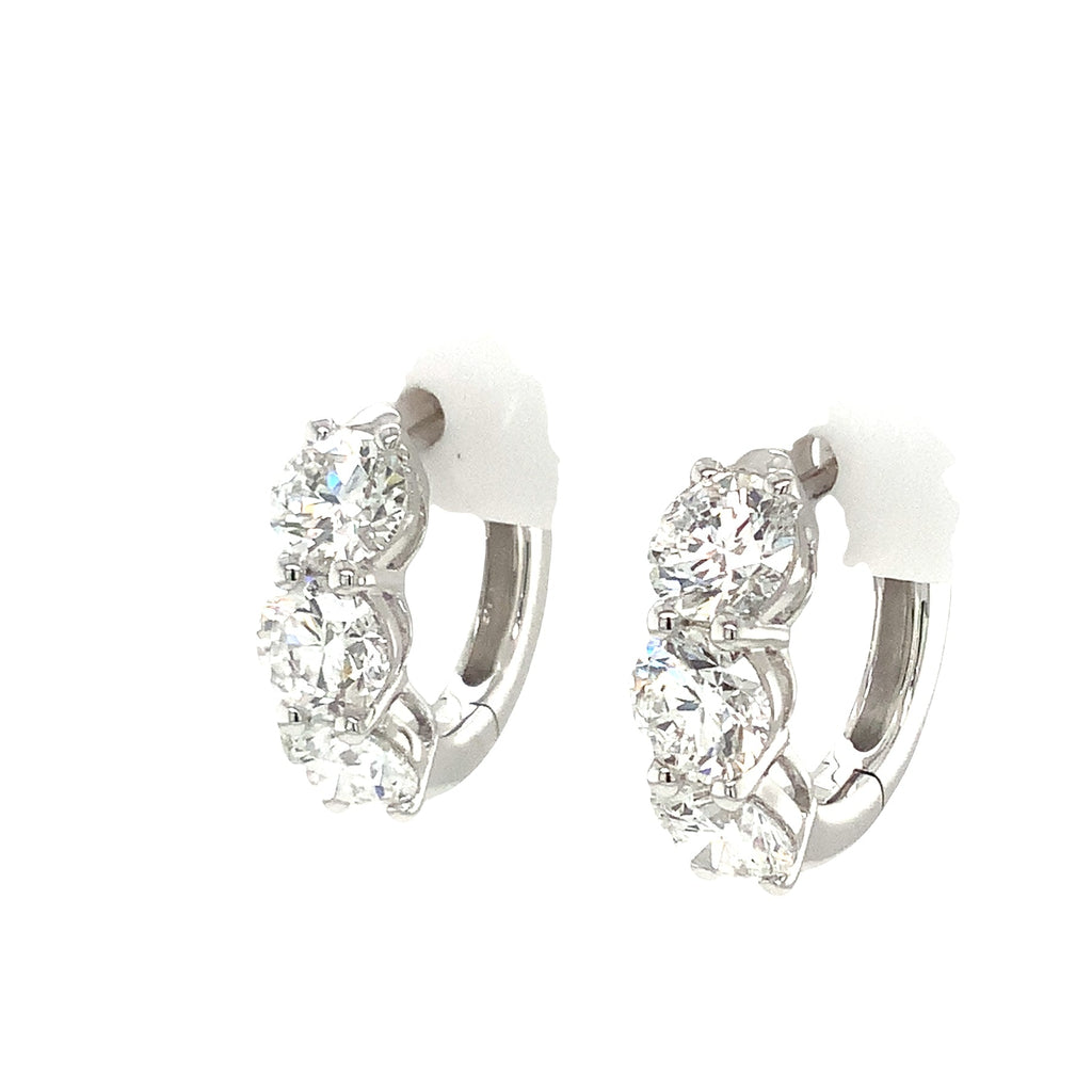 Round Brilliant Lab Grown Diamond Huggie in 14K White Gold - Image 7 of 8