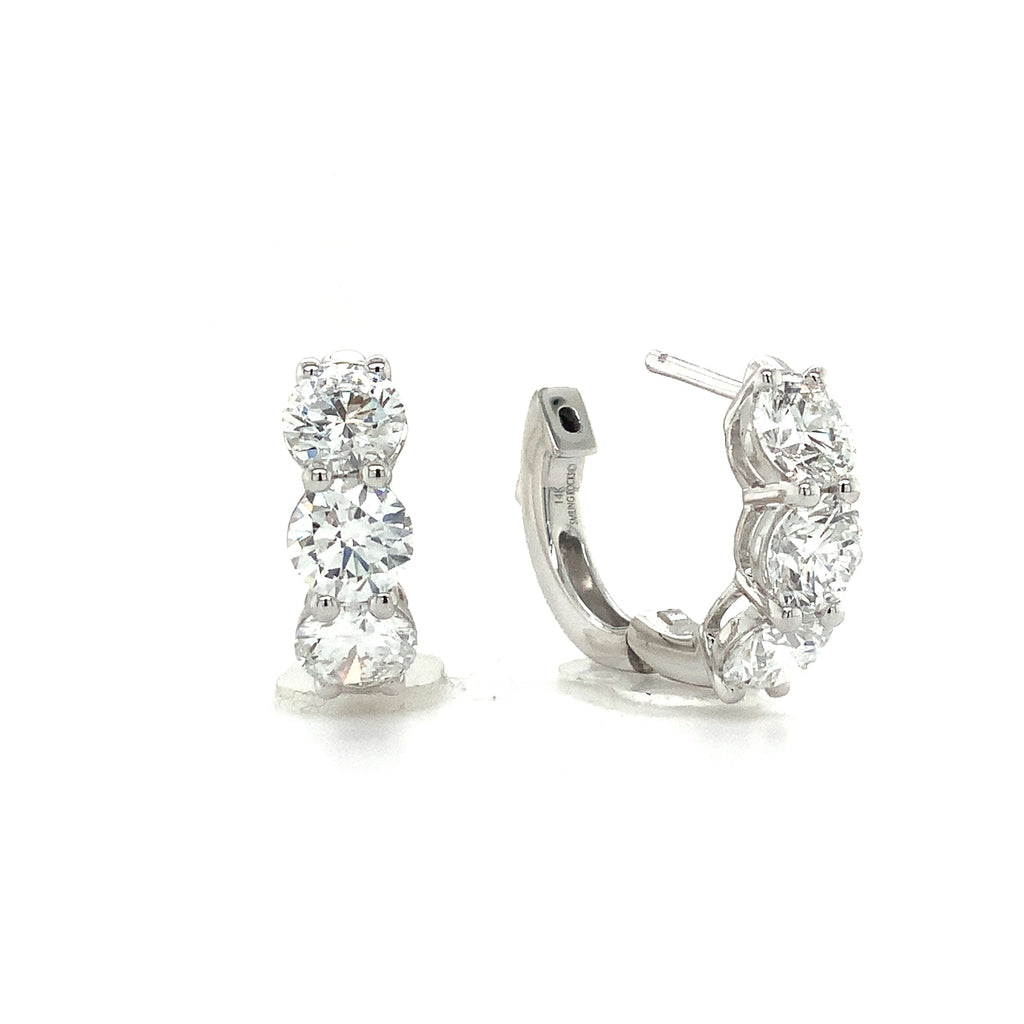 Round Brilliant Lab Grown Diamond Huggie in 14K White Gold - Image 2 of 8