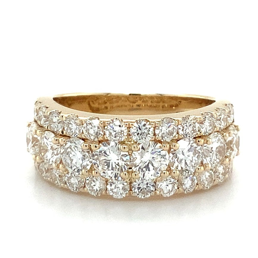 Three Row Lab Grown Diamond Ring in 14K Yellow Gold - Image 3 of 7