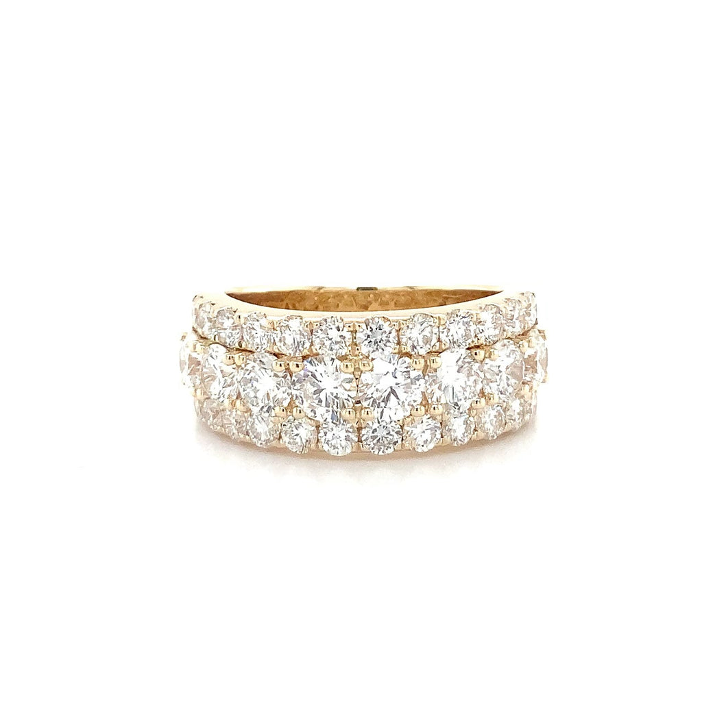 Three Row Lab Grown Diamond Ring in 14K Yellow Gold - Image 1 of 7