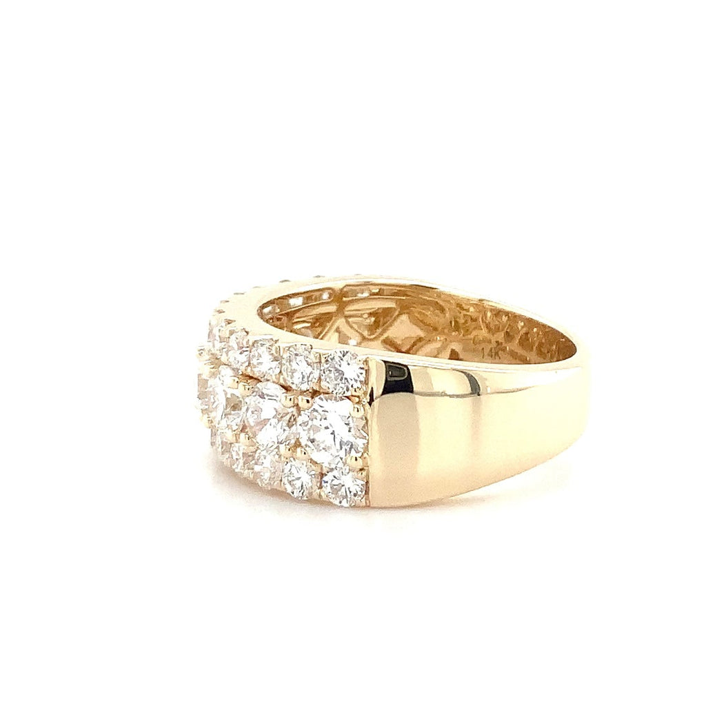 Three Row Lab Grown Diamond Ring in 14K Yellow Gold - Image 4 of 7
