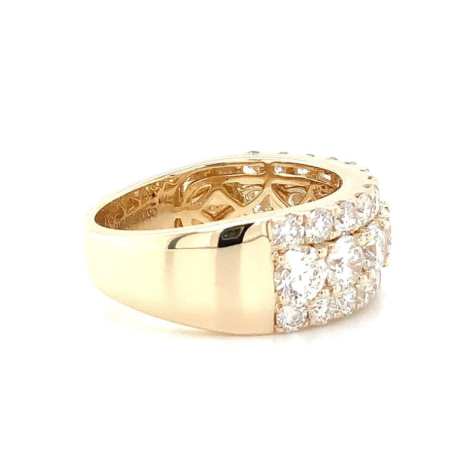Three Row Lab Grown Diamond Ring in 14K Yellow Gold - Image 6 of 7
