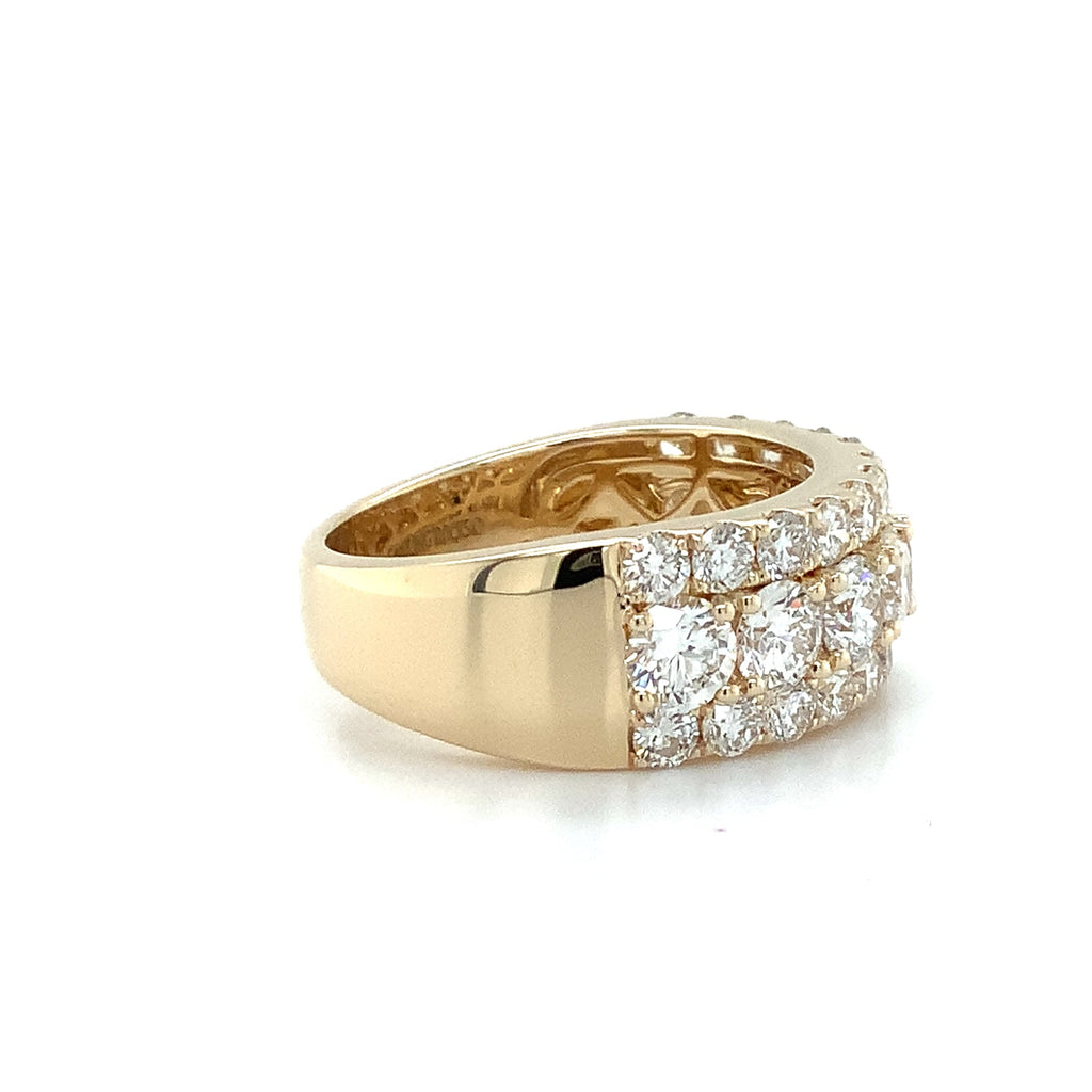 Three Row Lab Grown Diamond Ring in 14K Yellow Gold - Image 2 of 7