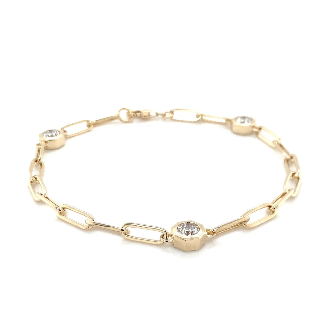 Octogon Shaped Bezel Set Lab Grown Round Brilliant Cut Diamond Bracelet in 14K Yellow Gold - Image 2 of 6