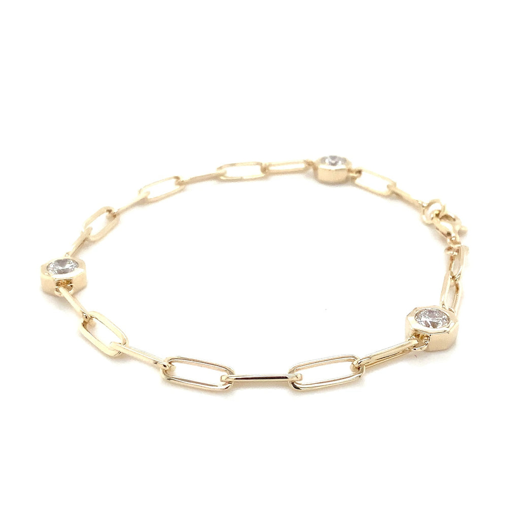 Octogon Shaped Bezel Set Lab Grown Round Brilliant Cut Diamond Bracelet in 14K Yellow Gold - Image 3 of 6