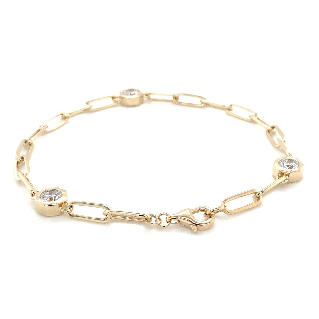 Octogon Shaped Bezel Set Lab Grown Round Brilliant Cut Diamond Bracelet in 14K Yellow Gold - Image 4 of 6