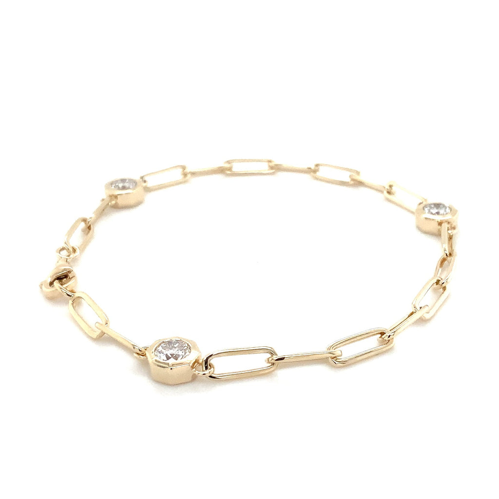 Octogon Shaped Bezel Set Lab Grown Round Brilliant Cut Diamond Bracelet in 14K Yellow Gold - Image 5 of 6