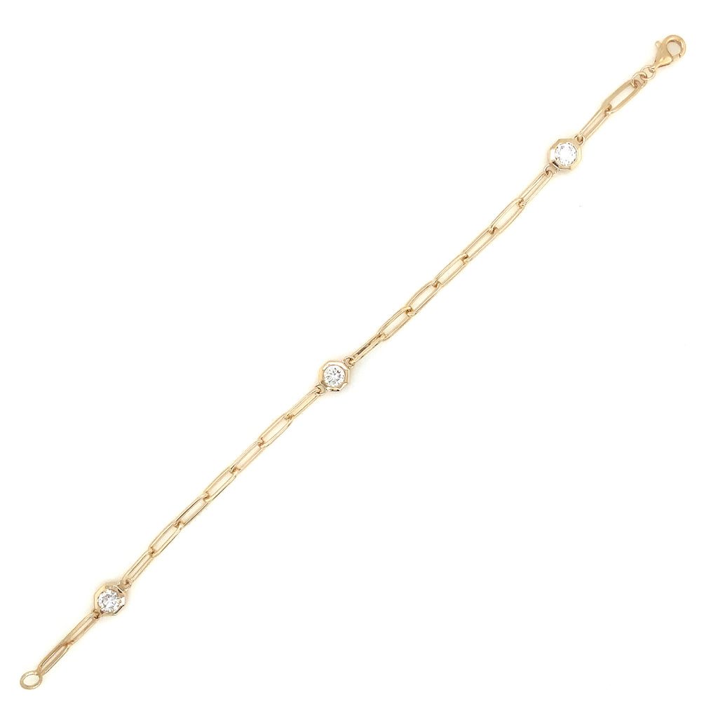 Octogon Shaped Bezel Set Lab Grown Round Brilliant Cut Diamond Bracelet in 14K Yellow Gold - Image 6 of 6