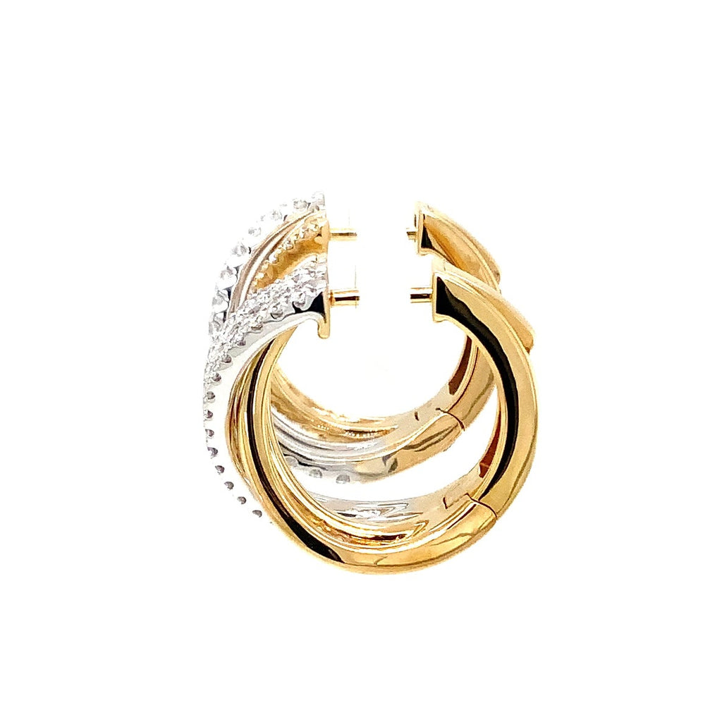 Lab Grown Diamond Crossover Hoop Earrings in 18K Yellow and White Gold - Image 3 of 5
