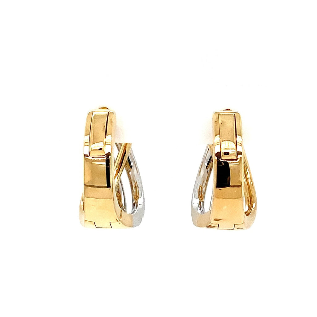 Lab Grown Diamond Crossover Hoop Earrings in 18K Yellow and White Gold - Image 4 of 5