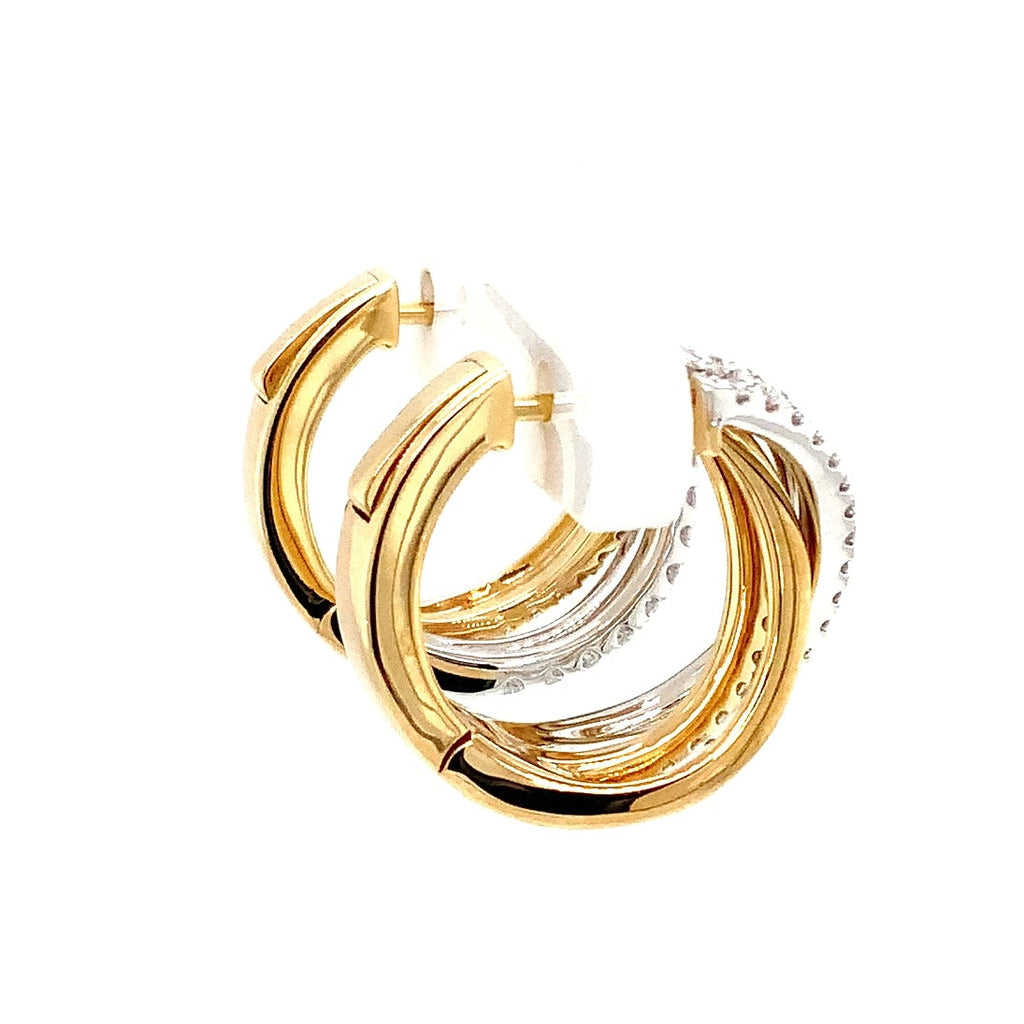 Lab Grown Diamond Crossover Hoop Earrings in 18K Yellow and White Gold - Image 5 of 5