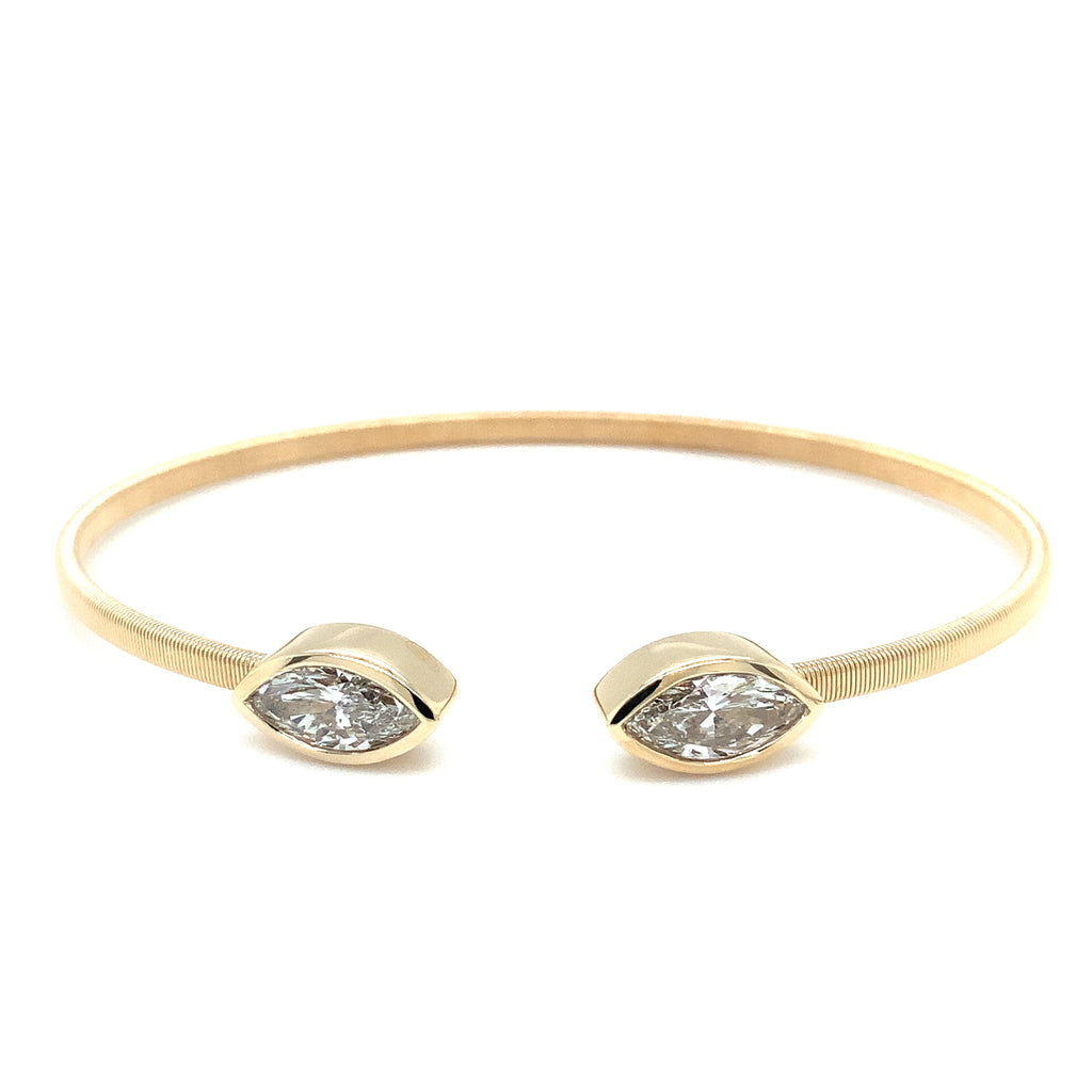 Stackable Marquise Cut Lab Grown Diamond Flexi Open Cuff Bracelet in 14K Yellow Gold - Image 1 of 6