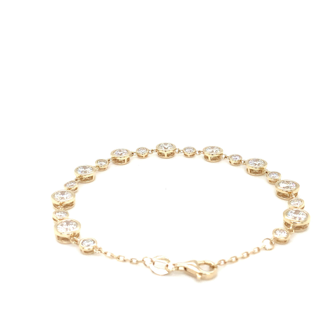 Lab Grown Diamond Bezel Station Chain Bracelet in 14K Yellow Gold - Image 5 of 6