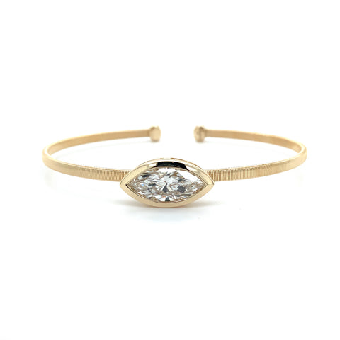 Stackable Marquise Cut Lab Grown Diamond Flexi Open Cuff Bracelet in 14K Yellow Gold - Image 1 of 8