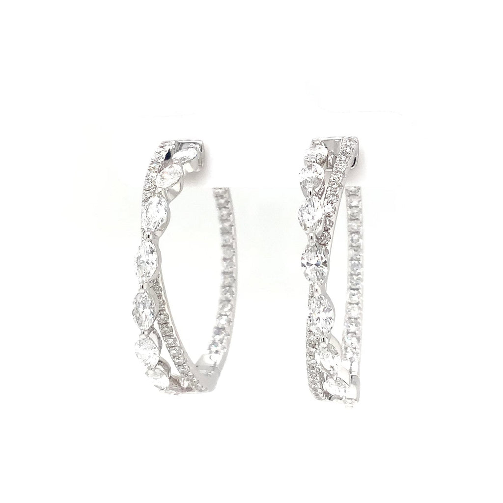 Lab Grown Diamond Criss-Cross Hoop Earrings set in 18K White Gold - Image 2 of 8