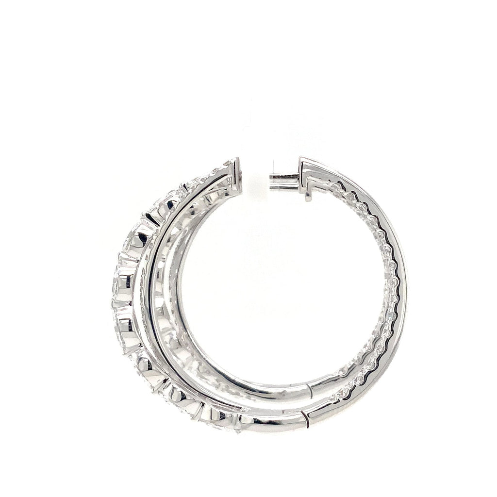 Lab Grown Diamond Criss-Cross Hoop Earrings set in 18K White Gold - Image 3 of 8