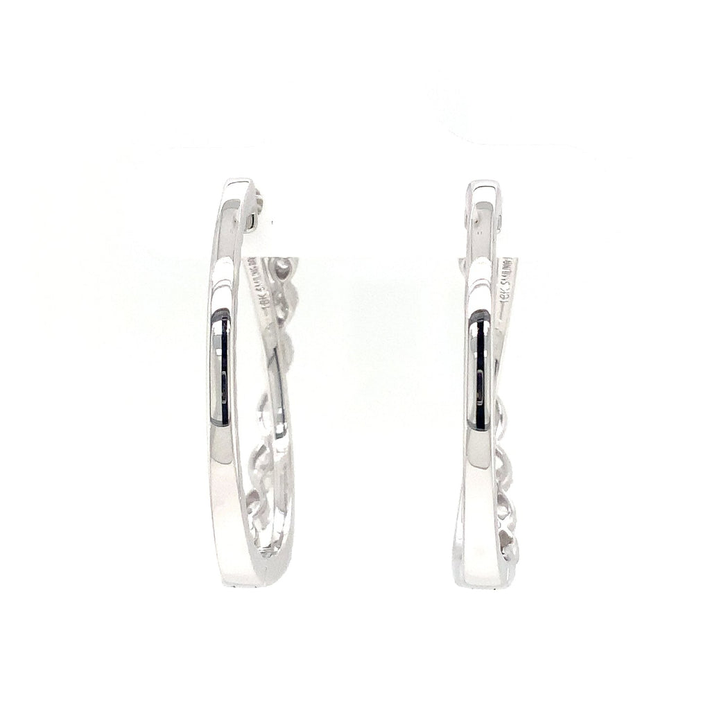 Lab Grown Diamond Criss-Cross Hoop Earrings set in 18K White Gold - Image 4 of 8