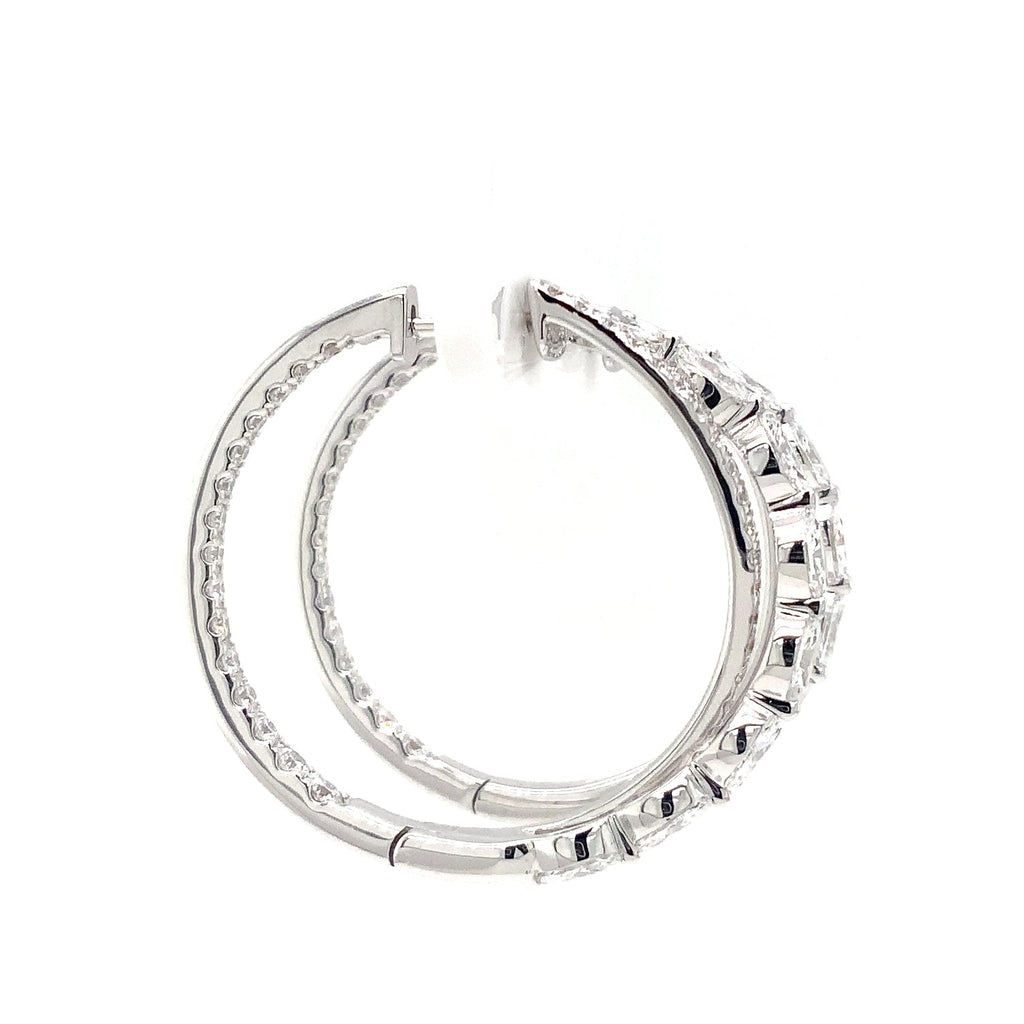 Lab Grown Diamond Criss-Cross Hoop Earrings set in 18K White Gold - Image 5 of 8