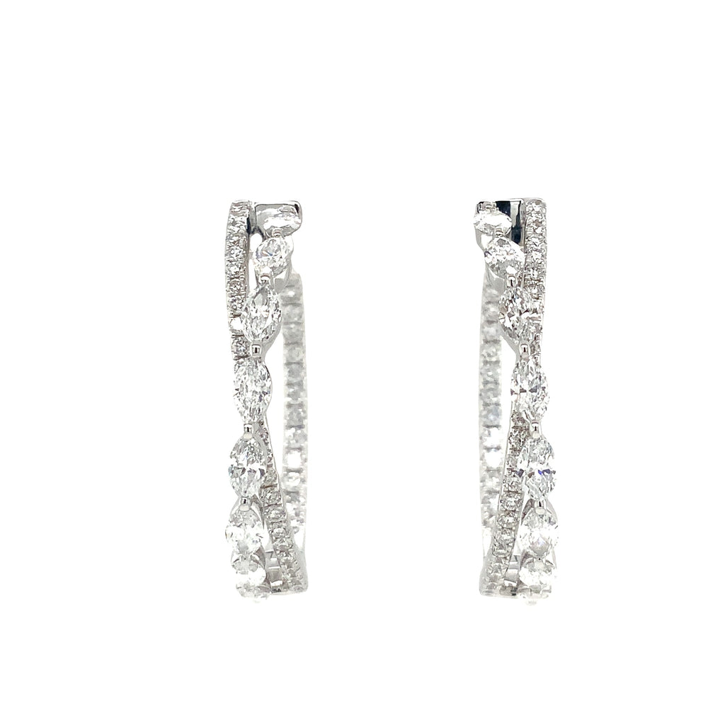 Lab Grown Diamond Criss-Cross Hoop Earrings set in 18K White Gold - Image 6 of 8