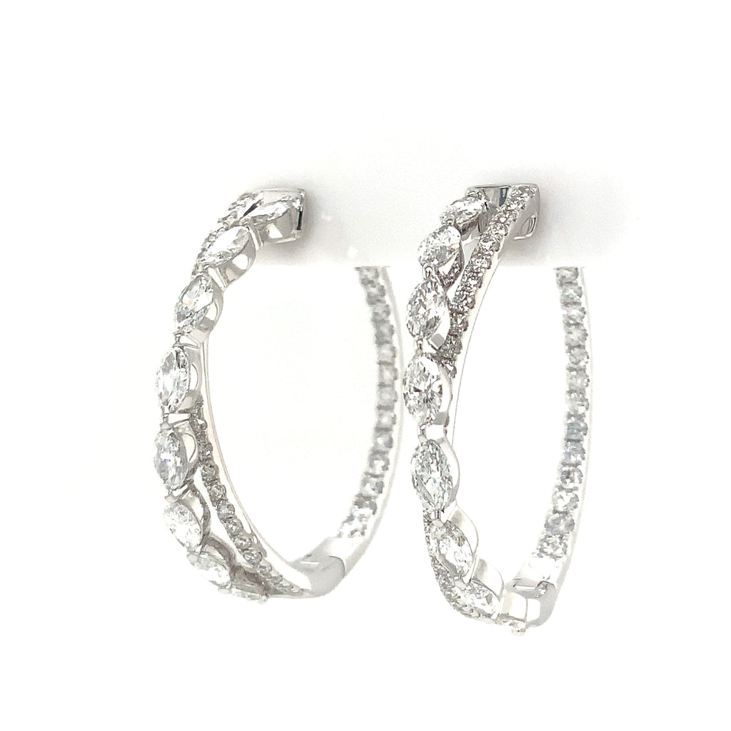Lab Grown Diamond Criss-Cross Hoop Earrings set in 18K White Gold - Image 7 of 8