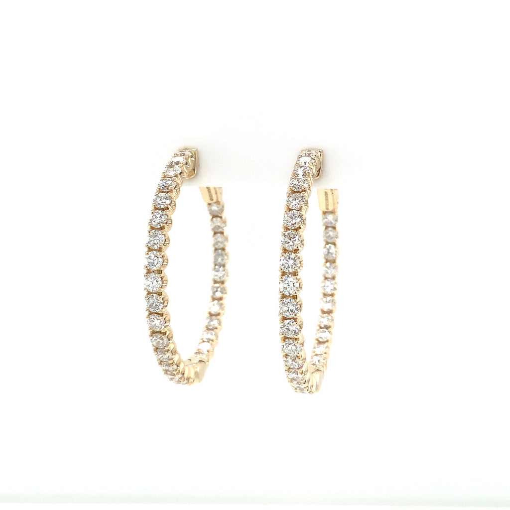 Classic Inside and outside Lab Grown Diamond Hoop Earring set in 14K Yellow Gold - Image 6 of 6