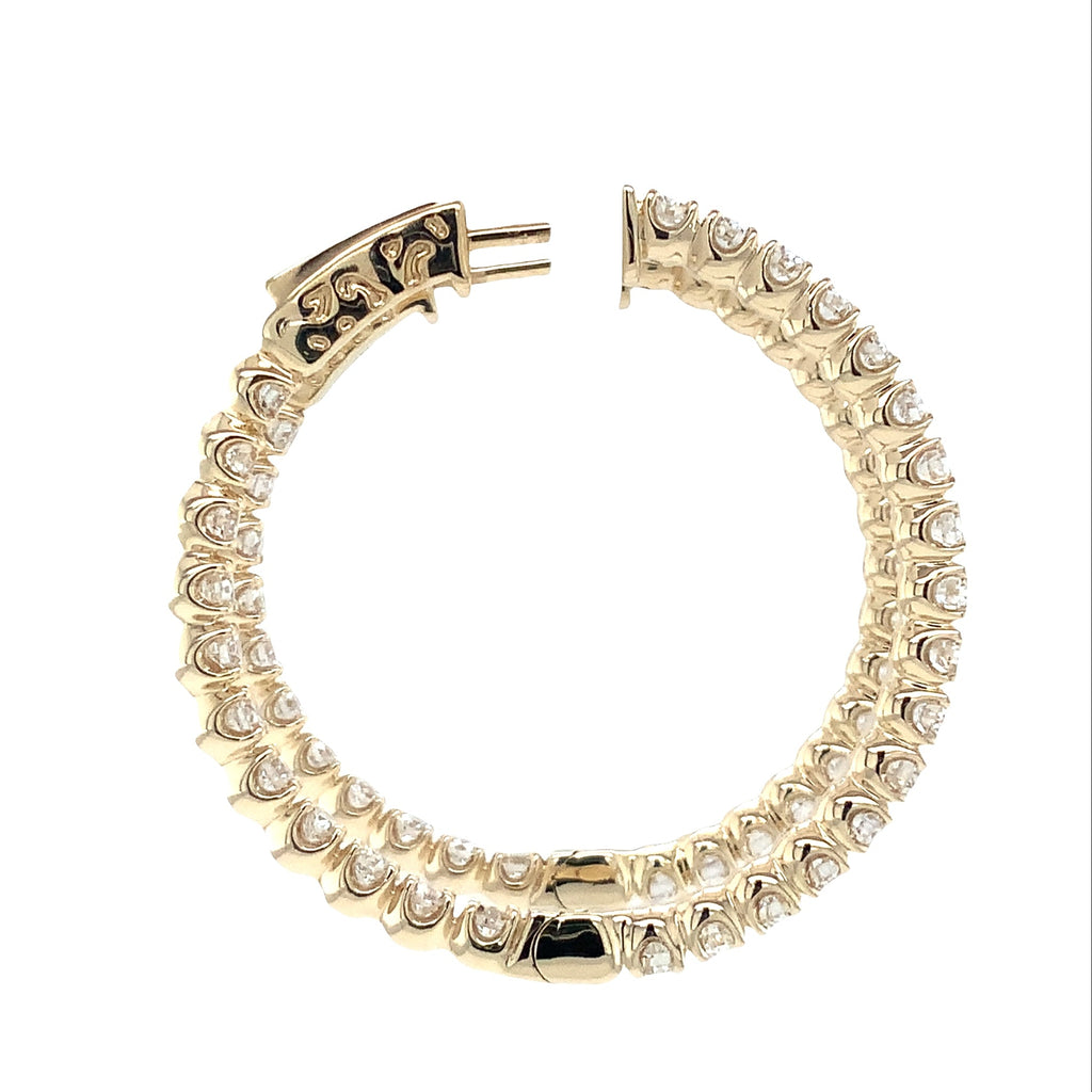 Classic Inside and outside Lab Grown Diamond Hoop Earring set in 14K Yellow Gold - Image 2 of 6