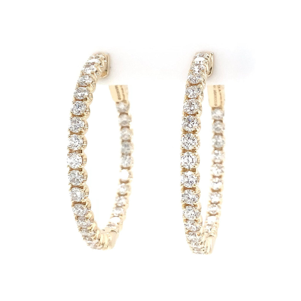 Classic Inside and outside Lab Grown Diamond Hoop Earring set in 14K Yellow Gold - Image 1 of 6
