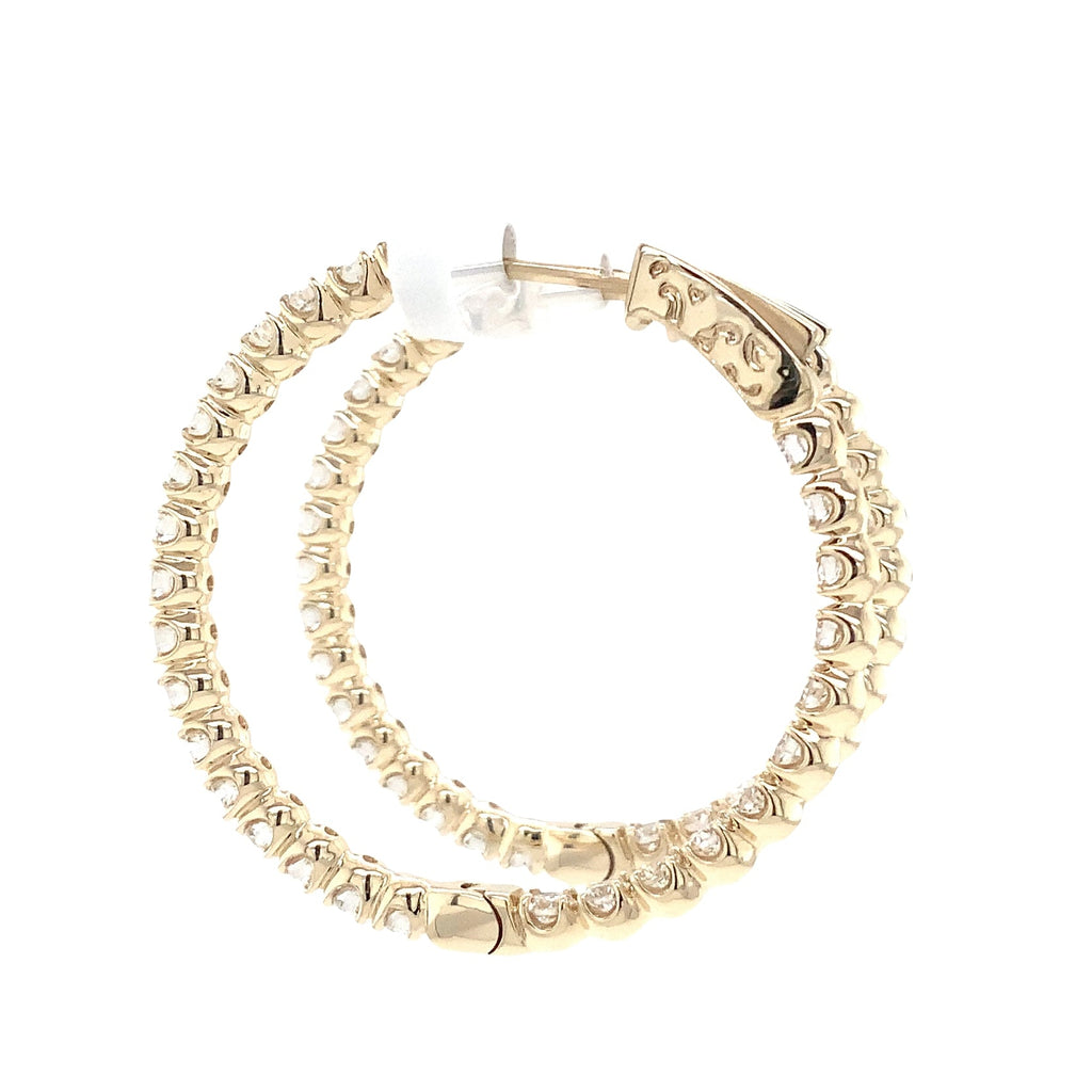 Classic Inside and outside Lab Grown Diamond Hoop Earring set in 14K Yellow Gold - Image 3 of 6