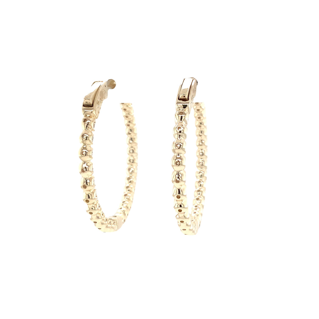 Classic Inside and outside Lab Grown Diamond Hoop Earring set in 14K Yellow Gold - Image 4 of 6