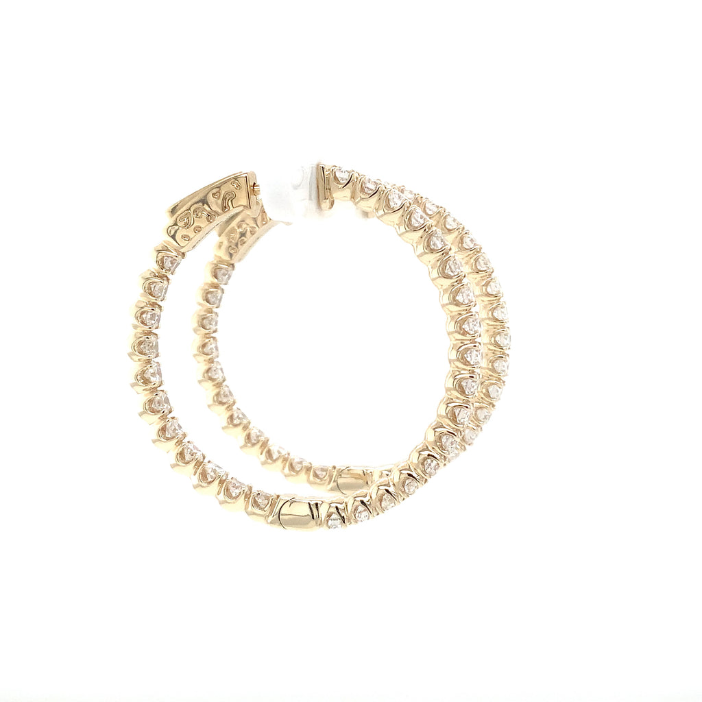 Classic Inside and outside Lab Grown Diamond Hoop Earring set in 14K Yellow Gold - Image 5 of 6