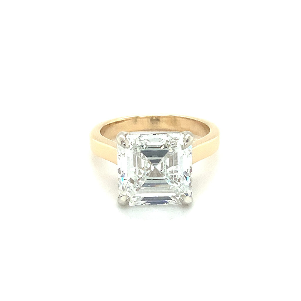 Asscher Cut Lab Grown Diamond Solitaire Ring Set in 18K Two Tone - Image 3 of 10