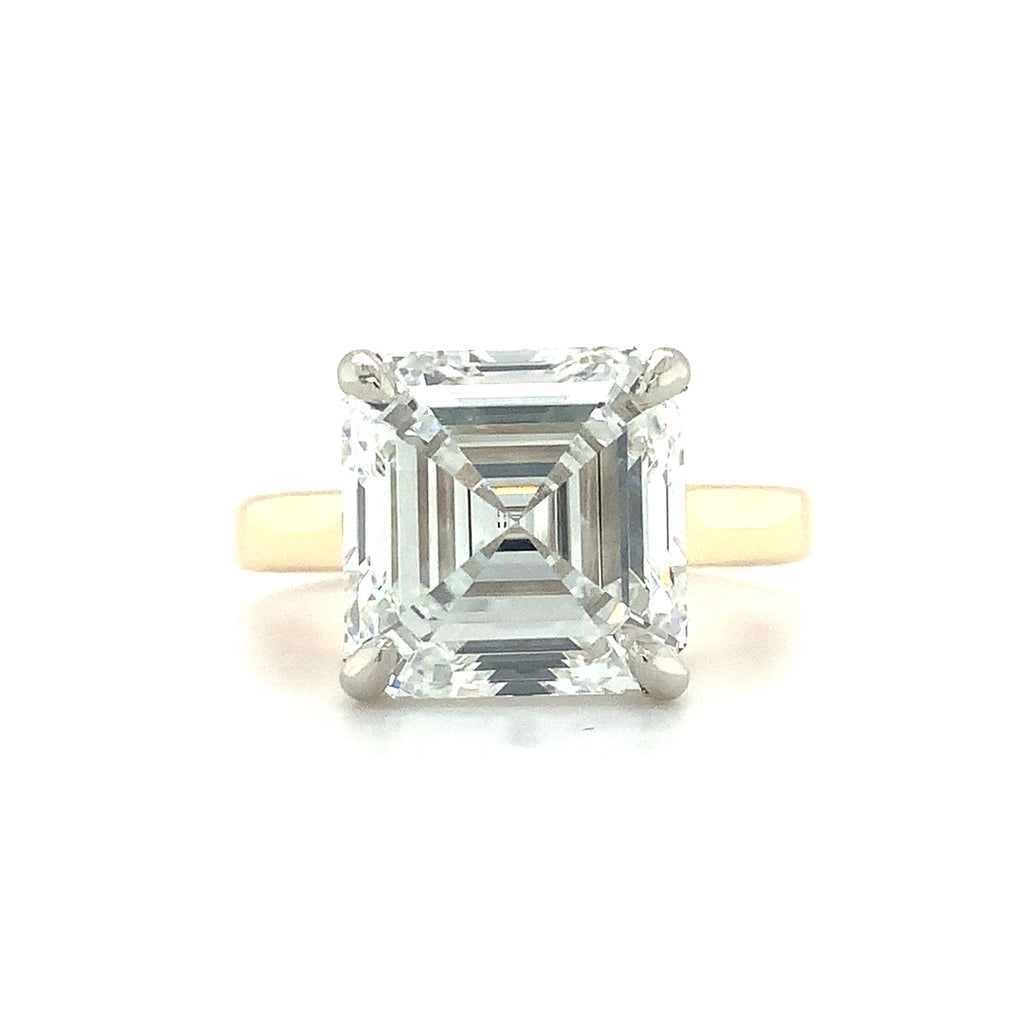 Asscher Cut Lab Grown Diamond Solitaire Ring Set in 18K Two Tone - Image 1 of 10