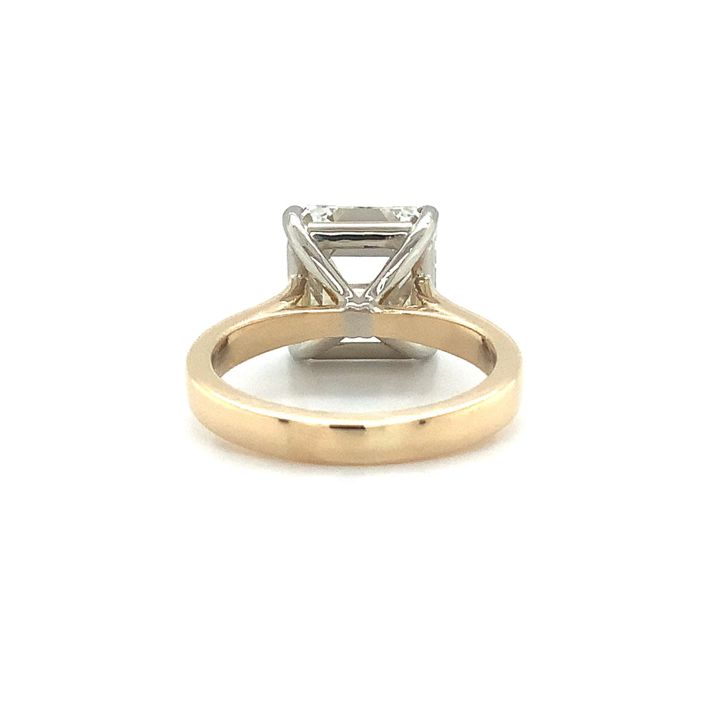 Asscher Cut Lab Grown Diamond Solitaire Ring Set in 18K Two Tone - Image 5 of 10