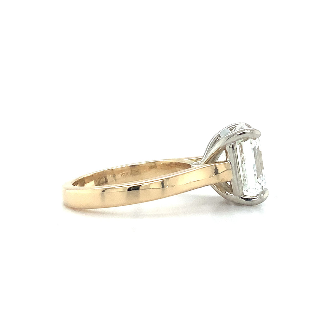 Asscher Cut Lab Grown Diamond Solitaire Ring Set in 18K Two Tone - Image 6 of 10