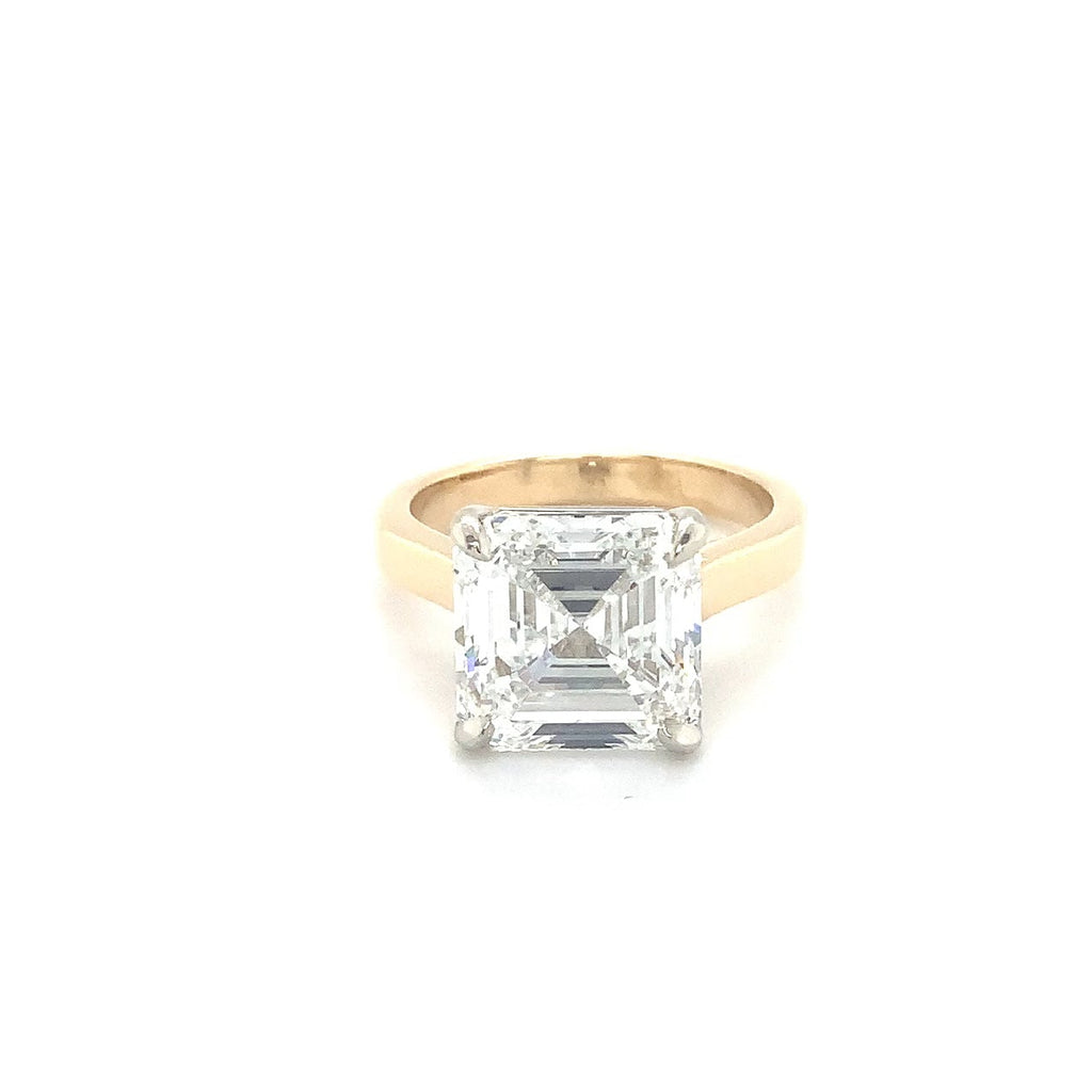Asscher Cut Lab Grown Diamond Solitaire Ring Set in 18K Two Tone - Image 7 of 10
