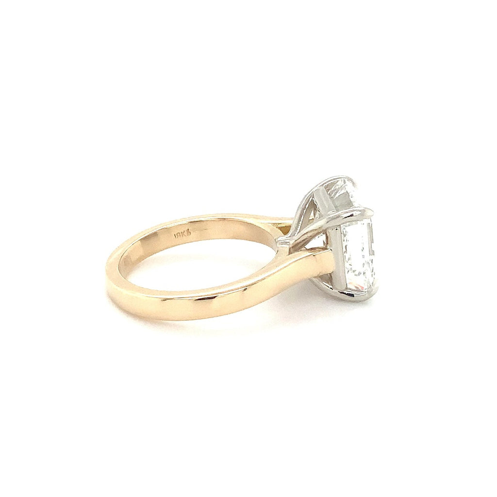 Asscher Cut Lab Grown Diamond Solitaire Ring Set in 18K Two Tone - Image 2 of 10