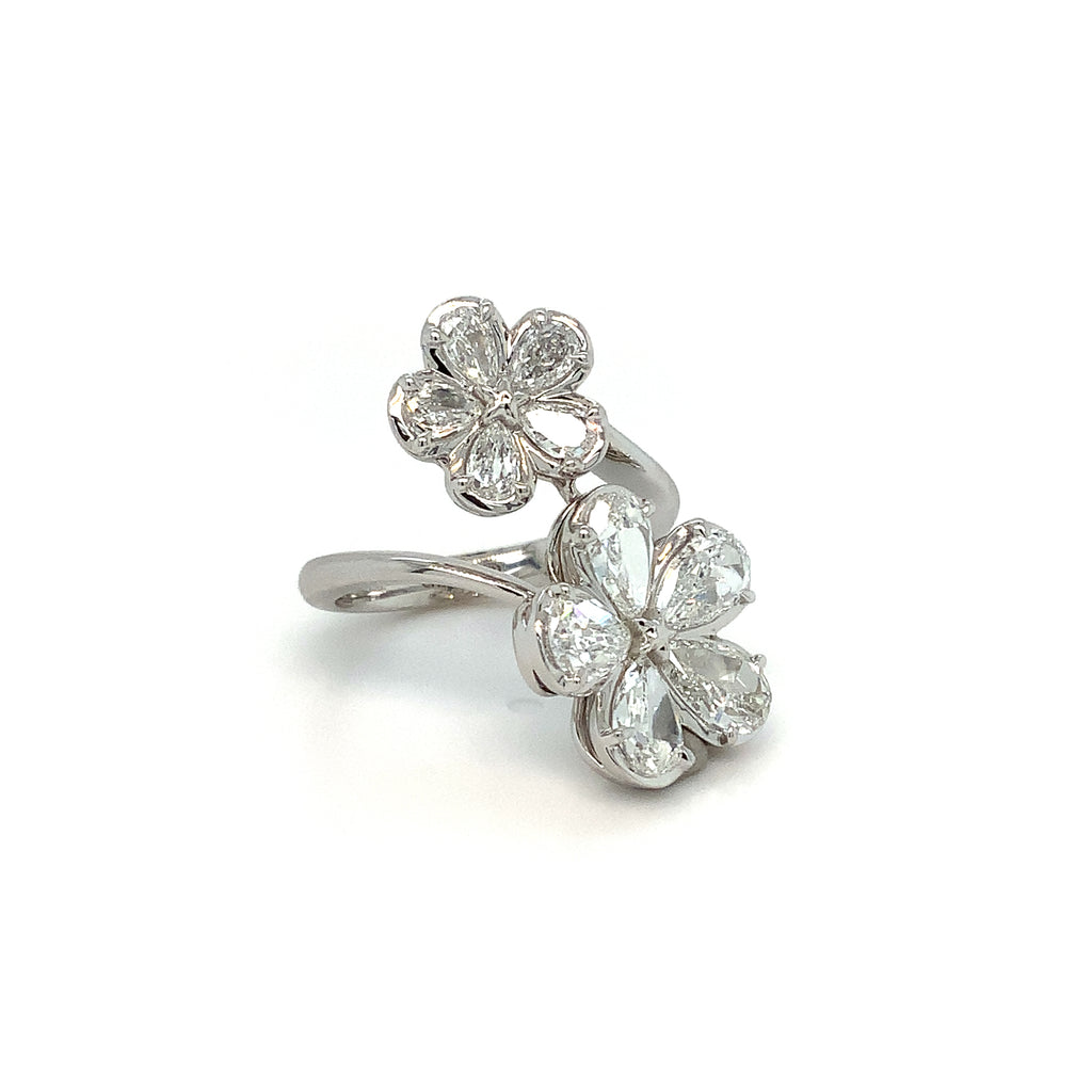 Christopher Designs L'Amour Crisscut® Pear Shape Floral Cluster Bypass Right Hand Ring set in 14 kt White Gold - Image 6 of 6