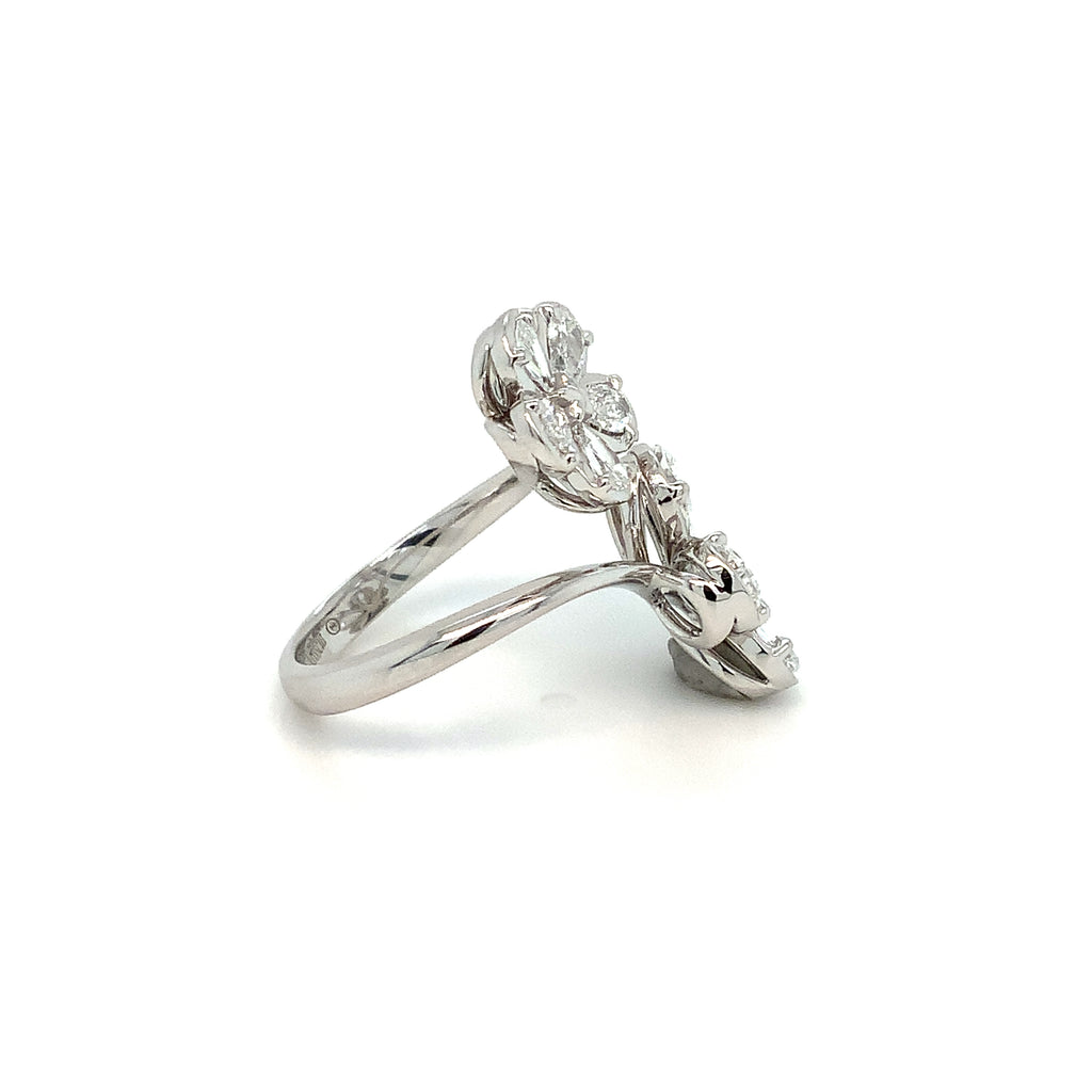 Christopher Designs L'Amour Crisscut® Pear Shape Floral Cluster Bypass Right Hand Ring set in 14 kt White Gold - Image 3 of 6