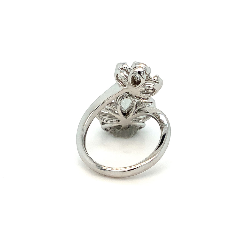 Christopher Designs L'Amour Crisscut® Pear Shape Floral Cluster Bypass Right Hand Ring set in 14 kt White Gold - Image 4 of 6