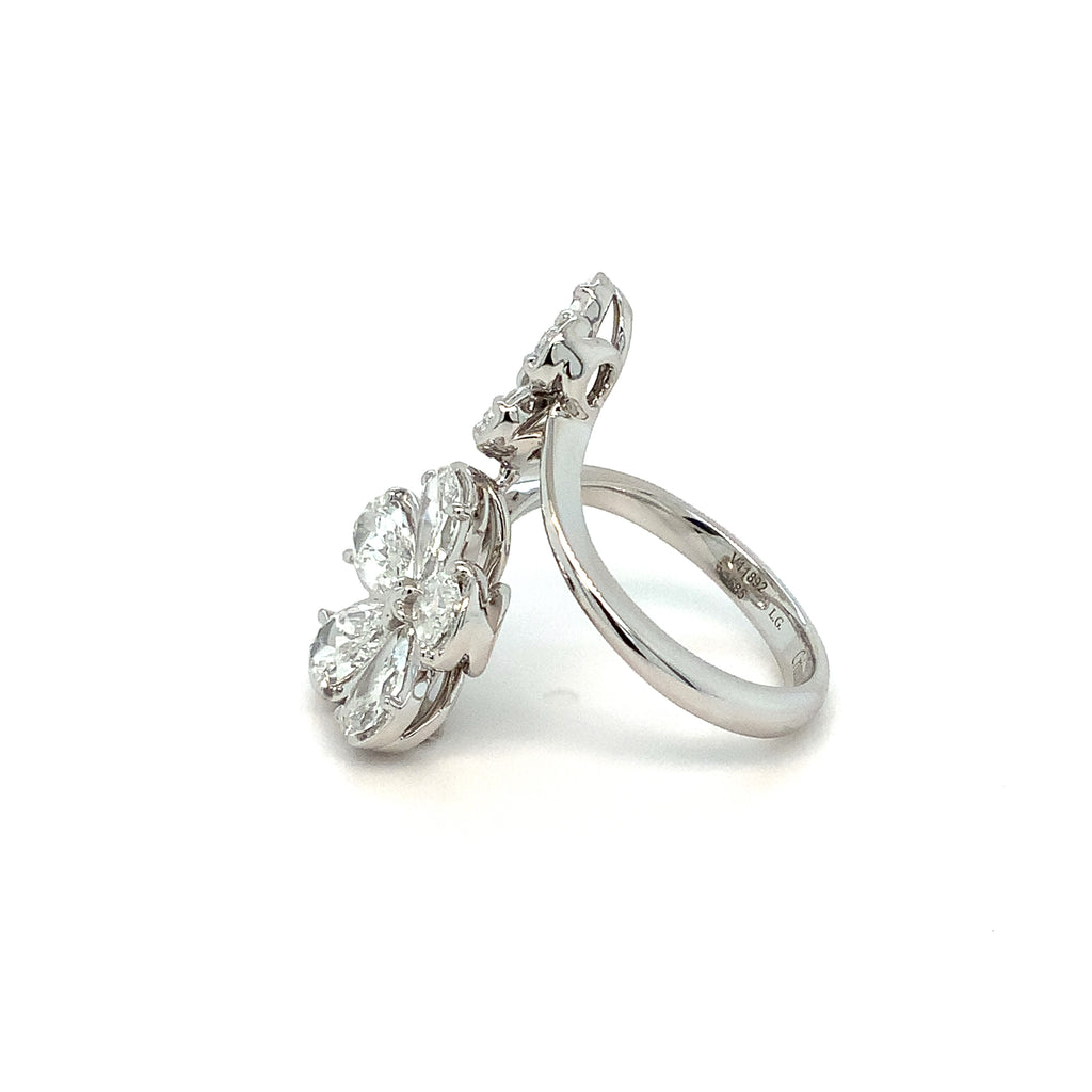 Christopher Designs L'Amour Crisscut® Pear Shape Floral Cluster Bypass Right Hand Ring set in 14 kt White Gold - Image 5 of 6