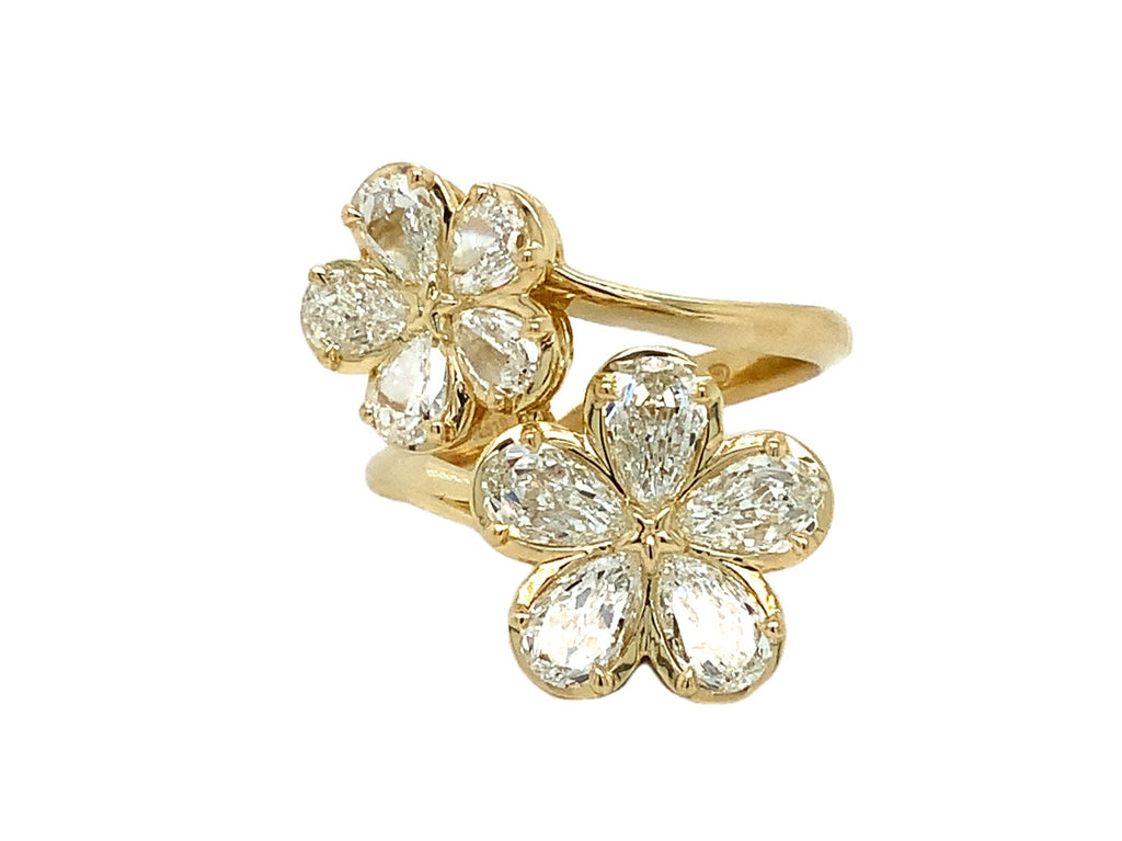 Christopher Designs L'Amour Crisscut® Pear Shape Floral Cluster Bypass Right Hand Ring set in 18 kt Yellow G - Image 1 of 11