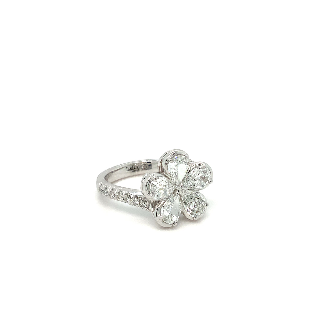 Christopher Designs L'Amour Crisscut® Pear Shape Floral Diamond set in 14K White Gold - Image 2 of 8