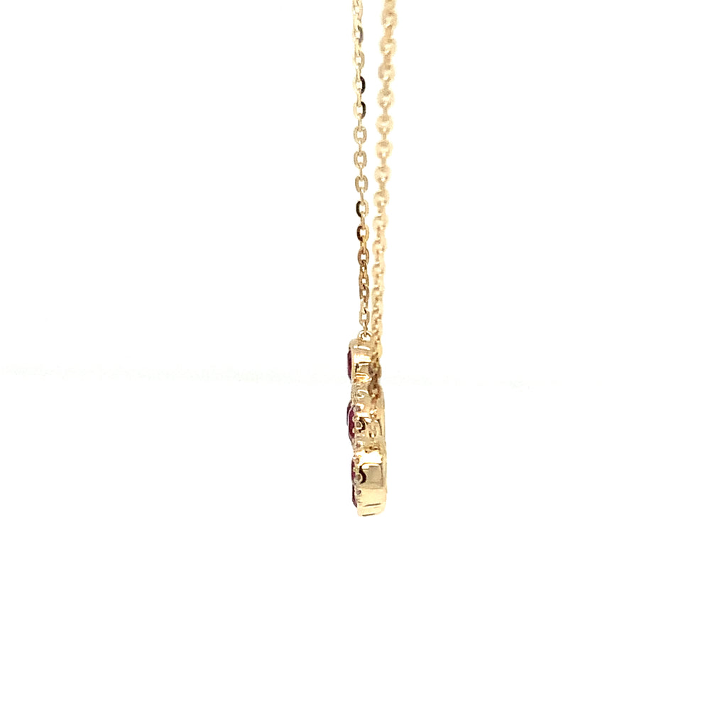 Roman+Jules Ruby and Diamond 5 Stone Bubble Necklace set in 14K Yellow Gold - Image 4 of 8